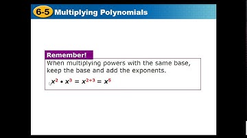 Alg I 6 5 Part 1 Multiplying Monomials and Polynomials