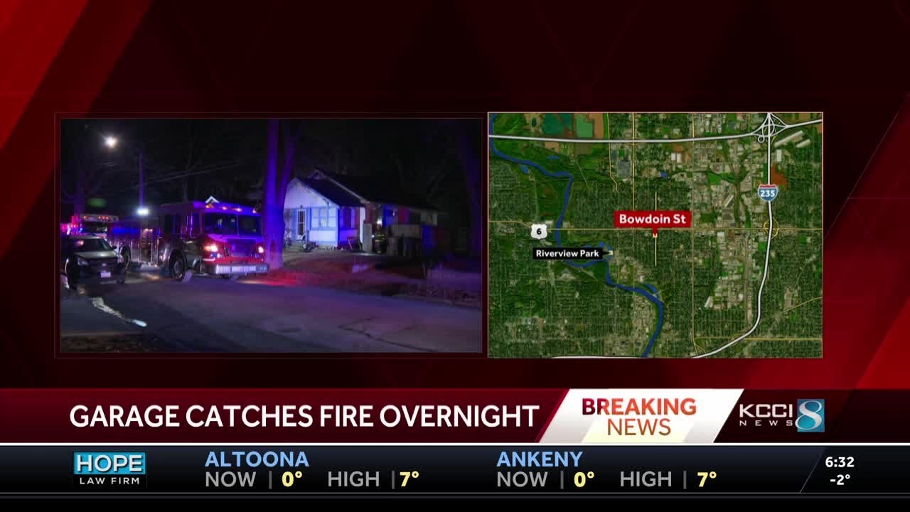 Des Moines fire crews respond to overnight garage fire - YouTube