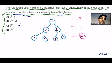 Maximum number of nodes in a binary tree of height h is | Tree | Data Structure (DS) | GATE 2007