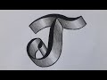 3d drawing letter t on paper for beginners  how to write easy art  make step by step