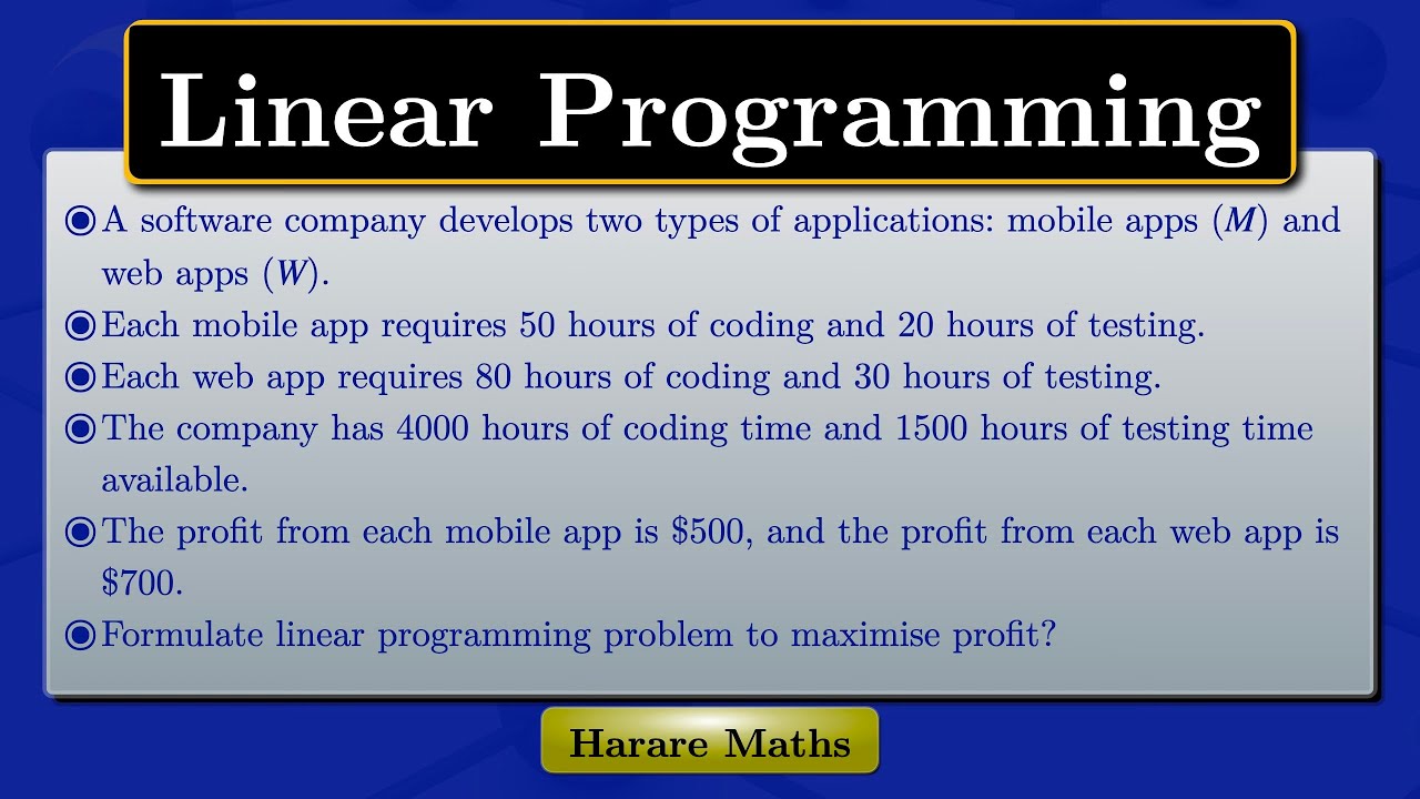 Linear programming | Model Formulation - YouTube