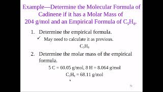 Chapter 6 - Molecular Formulas From Empirical Formula