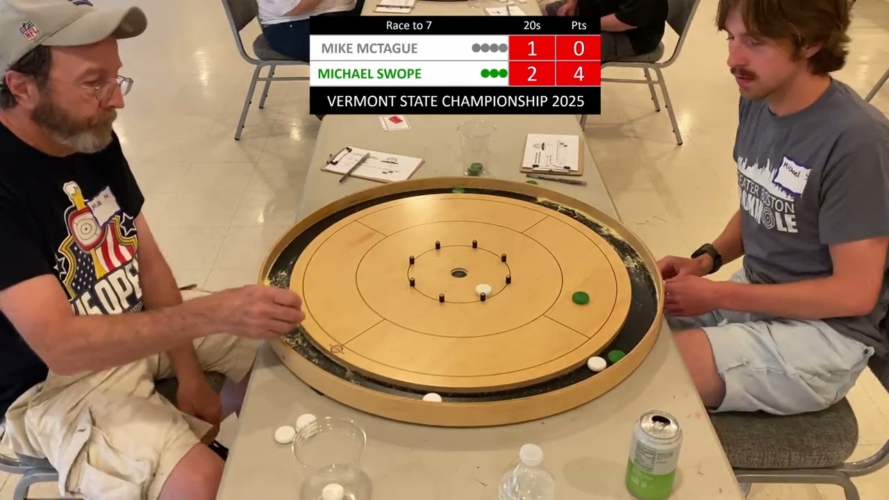 VT State Crokinole Championship 2025 Michael Swope vs Mike McTague