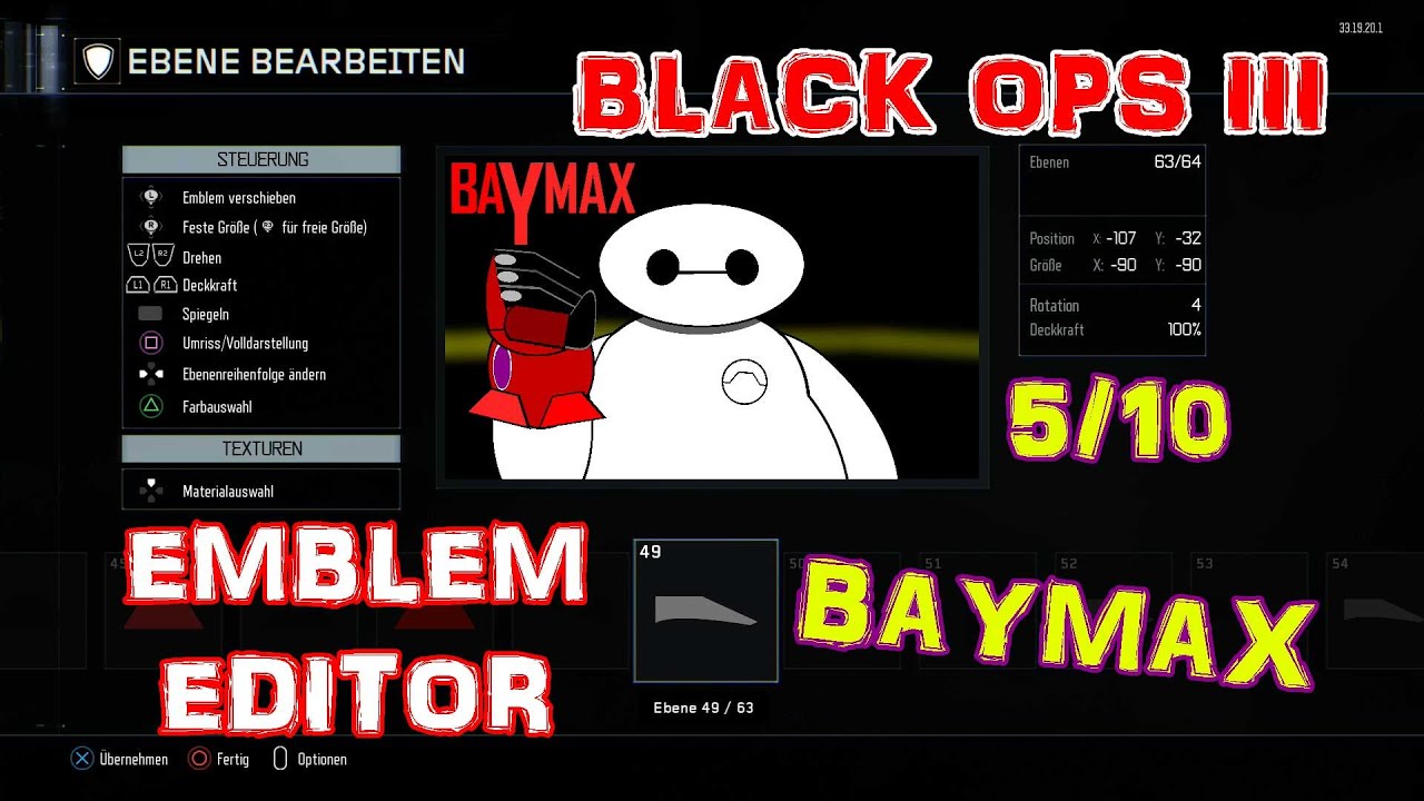 COD BO3 Emblem Editor "Baymax, Difficulty 5/10" YouTube
