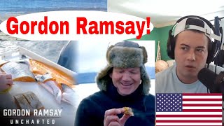 American Reacts Gordon Ramsay Cooks Fresh Caught Salmon | Gordon Ramsay: Uncharted