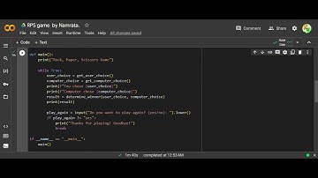 #Task2 : Rock, paper, scissors game Python Programming  TechnoHacks EduTech Official Internship 2023