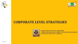 Corporate Level Strategies|Strategic Management|SNS Institutions