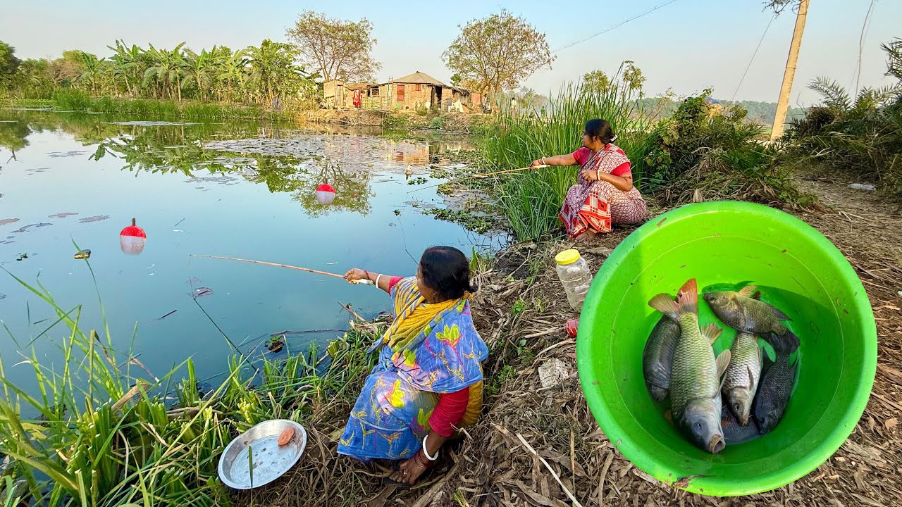 Fishing Video || Traditional two fisherman is fishing in the village pond || Amazing hook fishing