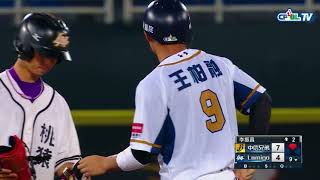 07/31 兄弟 vs Lamigo 九局下，李振昌被王柏融敲出差點出牆的二壘安打