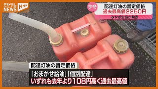 今冬の灯油価格、18ℓあたり「2250円」で過去最高値に…前年から108円値上がり↑ みやぎ生協