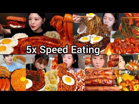 5x Speed Korean Spicy Mukbang BEST FOOD COMPILATION ASMR MUKBANG Satisfying Eating Sound 