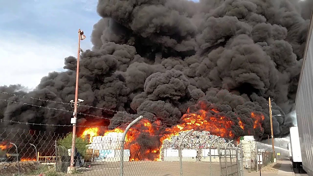 Phoenix recycling plant fire video by