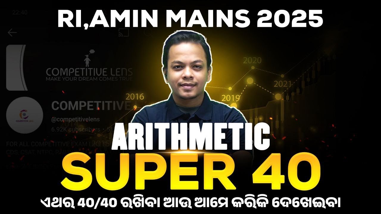 SUPER 40 MATH QUESTIONS - Daily Practice for RI | ARI | AMIN | ICDS Mains Exam at 7:00 PM