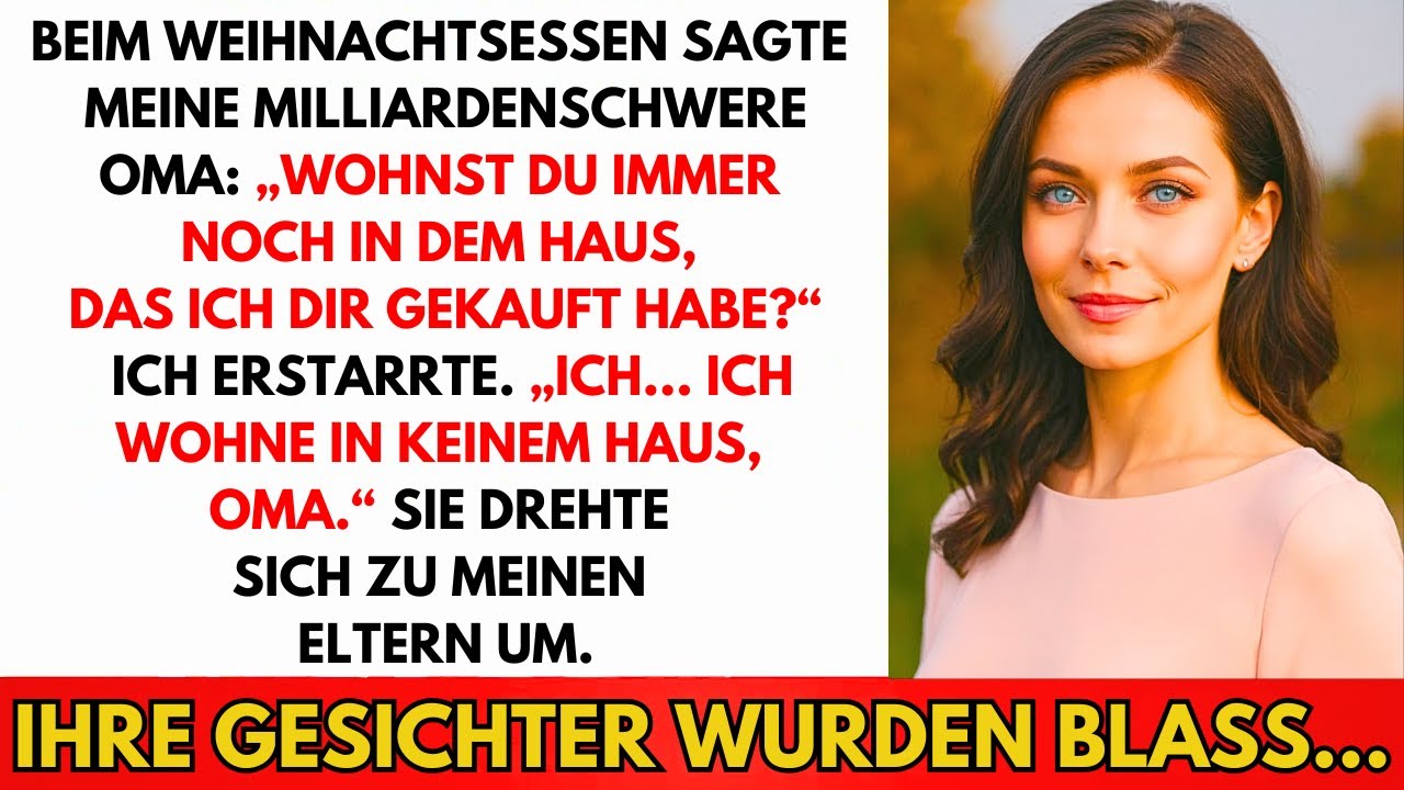 Das Weihnachtsessen meiner Familie war perfekt – bis meine Großmutter mich mitten am Tisch fragte: „Gefällt dir das Haus, das ich für dich gekauft habe?" Ich war 27, lebte in einer kalten...
