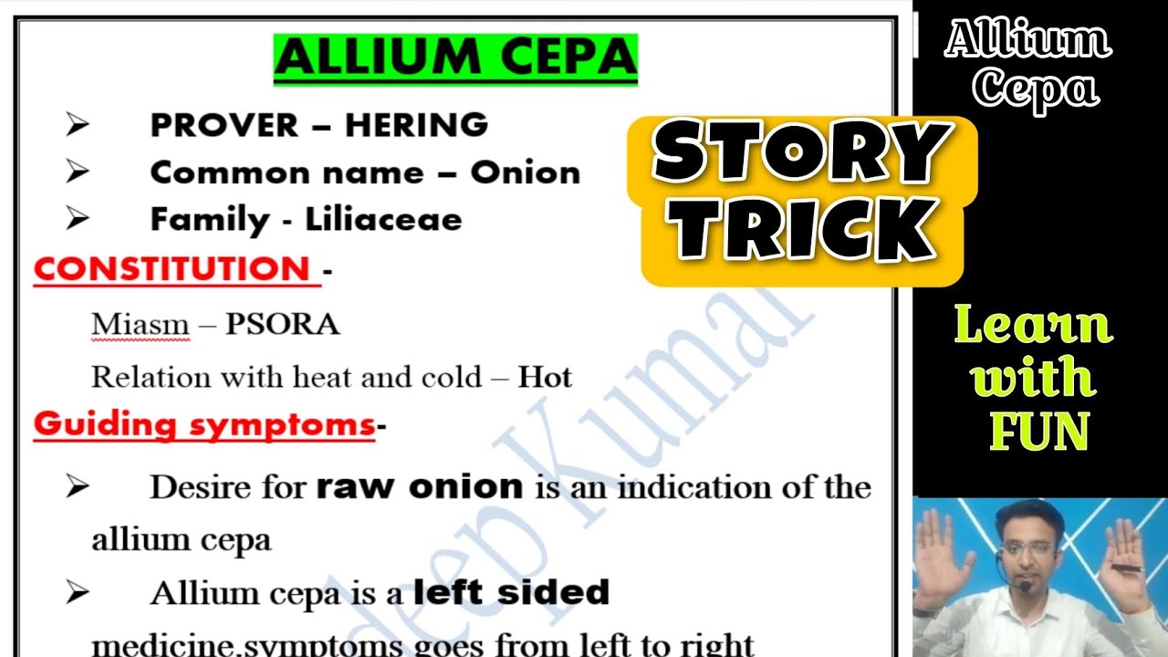 ALLIUM CEPA- STORY TRICK,Learn with FUN MATERIA MEDICA