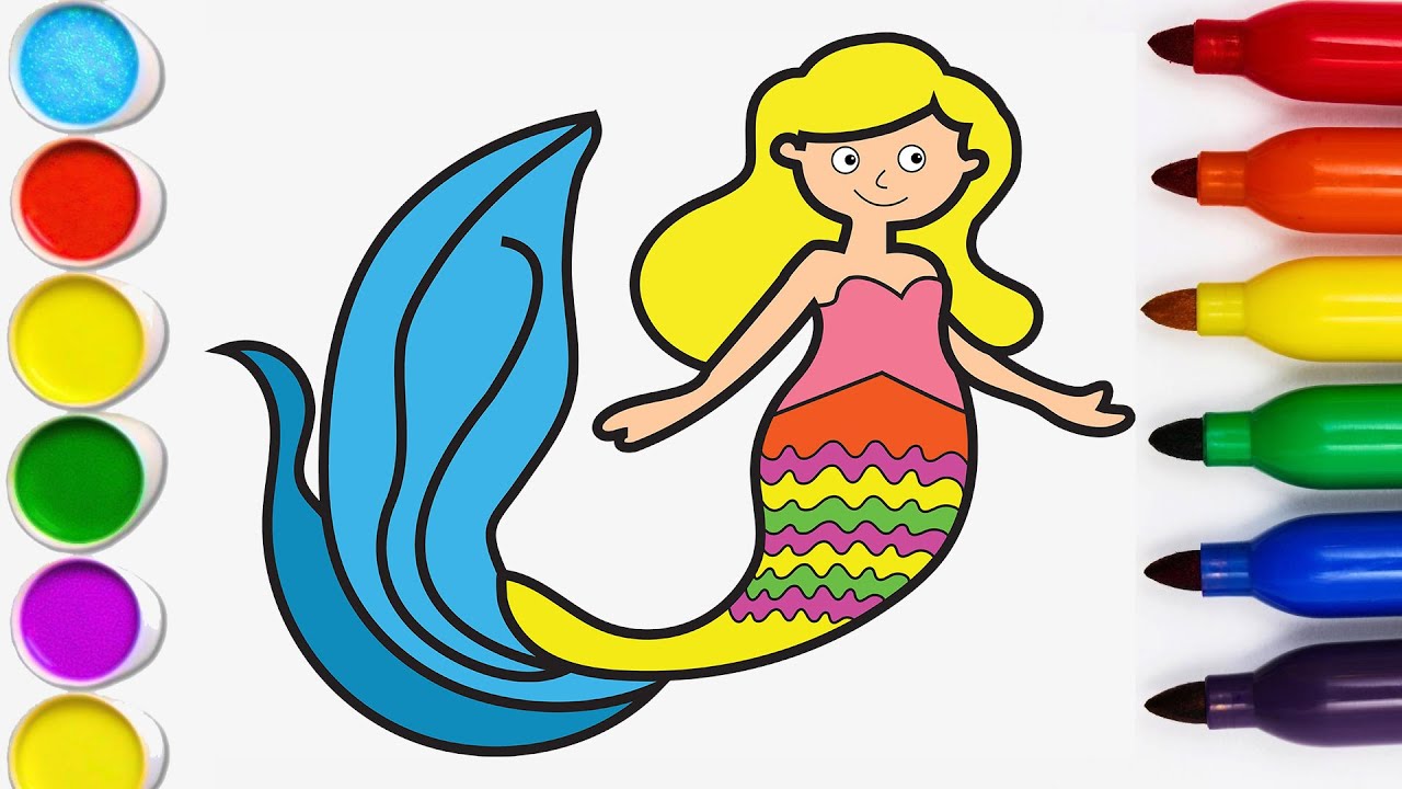 Mermaid Drawing For Kids | How to Draw a Mermaid Step by Step, with ...