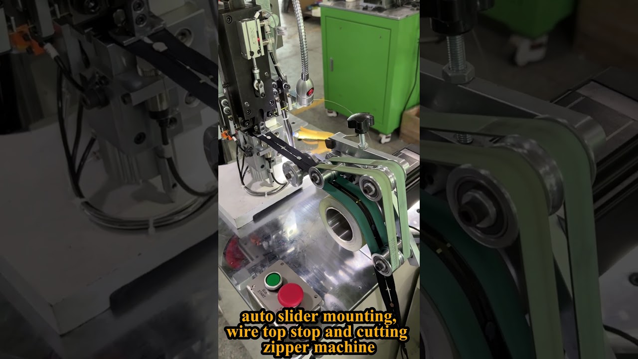 Automatic Slider Mounting, Wire Top Stop and Cutting Zipper Machine 