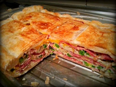 Egg and Bacon Pie recipe with Vegetables and Pastry. 