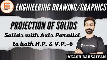 Solids with Axis Parallel to both H.P. and V.P.-6 | Projection of Solids | Akash Barsaiyan