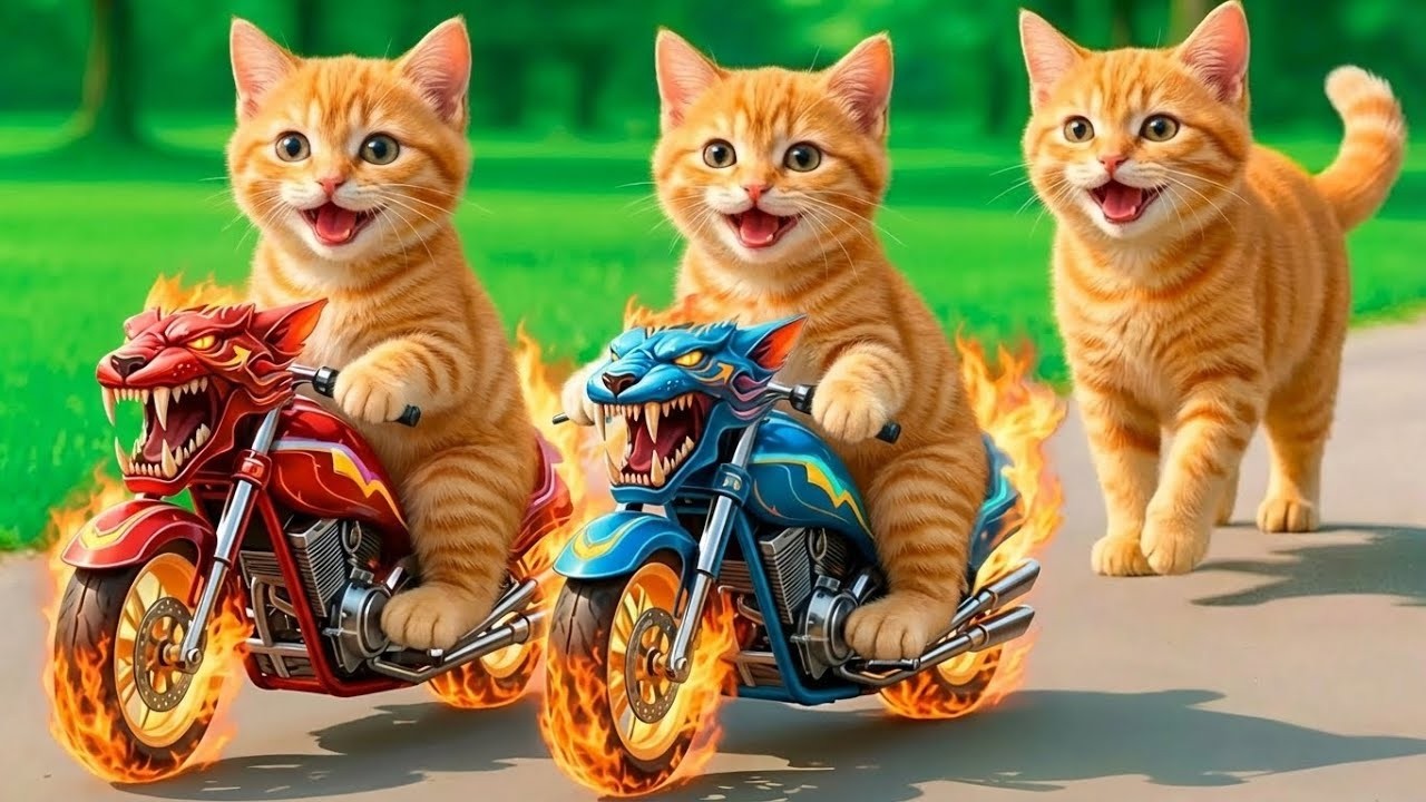 Kittens Drive Fire Demon Motorbikes 🚓 on a Revenge Mission to Rescue Mama Cat from a Bully💥🐱