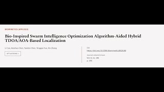Bio-Inspired Swarm Intelligence Optimization Algorithm-Aided Hybrid TDOA/AOA-Based Lo... | RTCL.TV