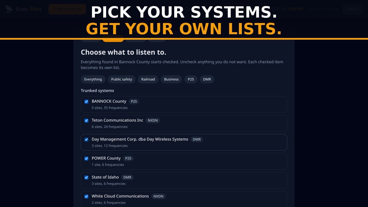 ScanPilot Update: Pick Your Systems, Get Your Own Lists (SDS100/SDS150)