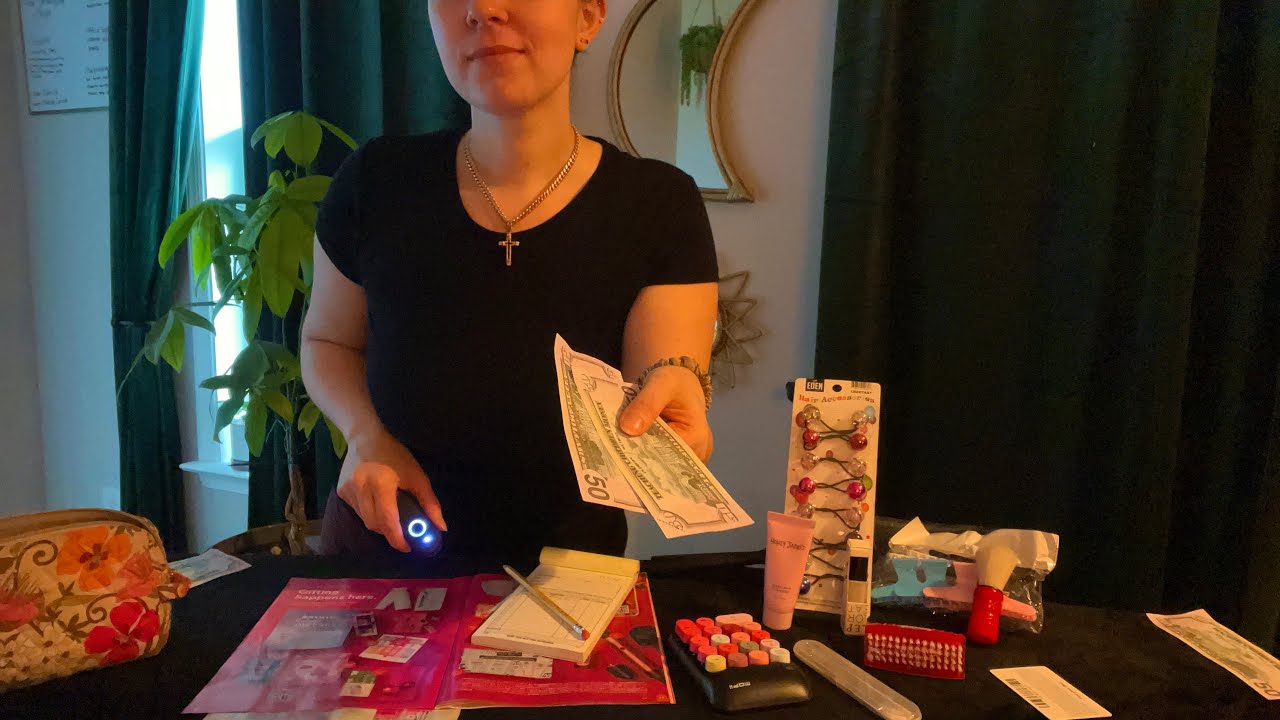 ASMR Beauty Supply Checkout Counter | writing, typing, scanning, paper, plastic crinkles, rummaging