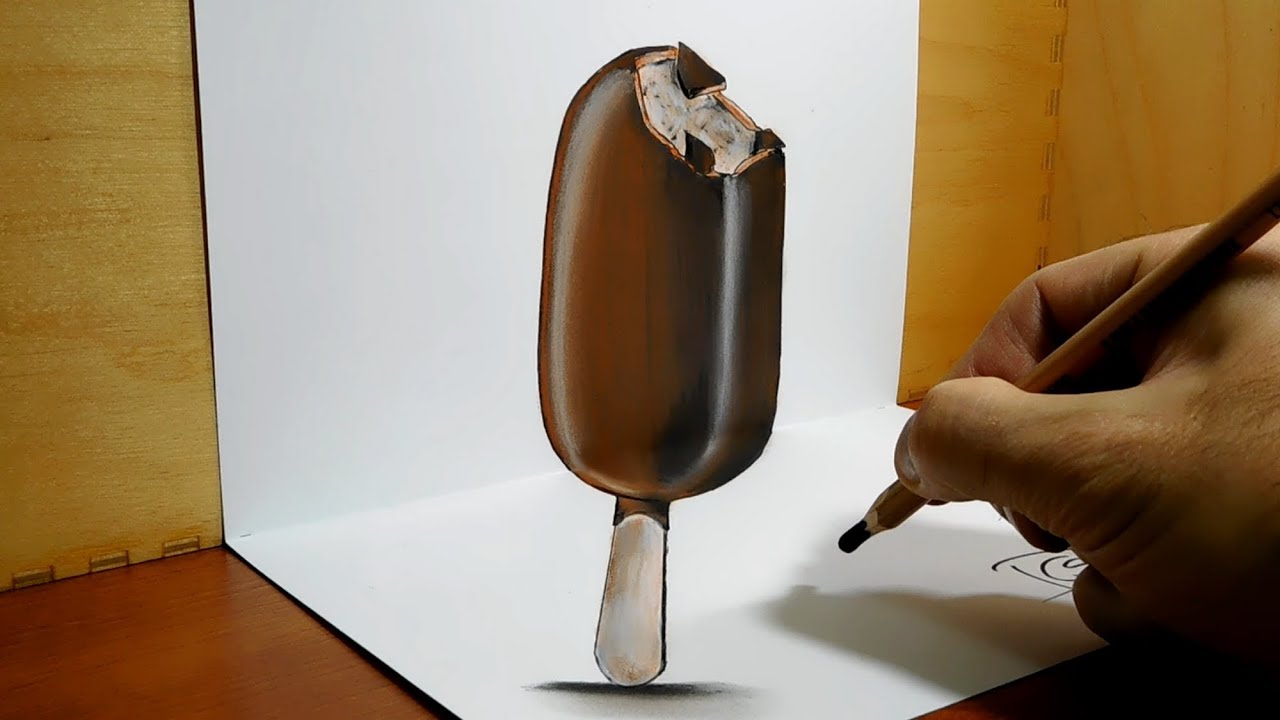 How to Draw Ice Cream, 3D Drawing Trick Art On Paper - YouTube