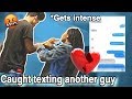 CAUGHT TEXTING ANOTHER GUY PRANK ON BF ( Gets intense) | J&M 4Ever |