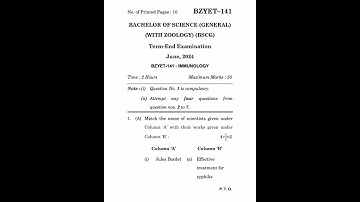BZYET–141 June 2024 | IGNOU Previous Year Question Paper