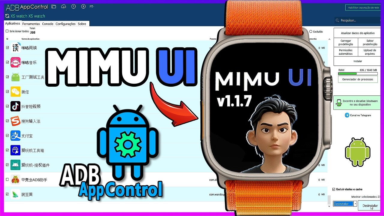 COMO INSTALAR A MIMU UI V1.1.7 EM SEU SMARTWATCH FULL ANDROID E FAZER O DEBLOATER DO SISTEMA!