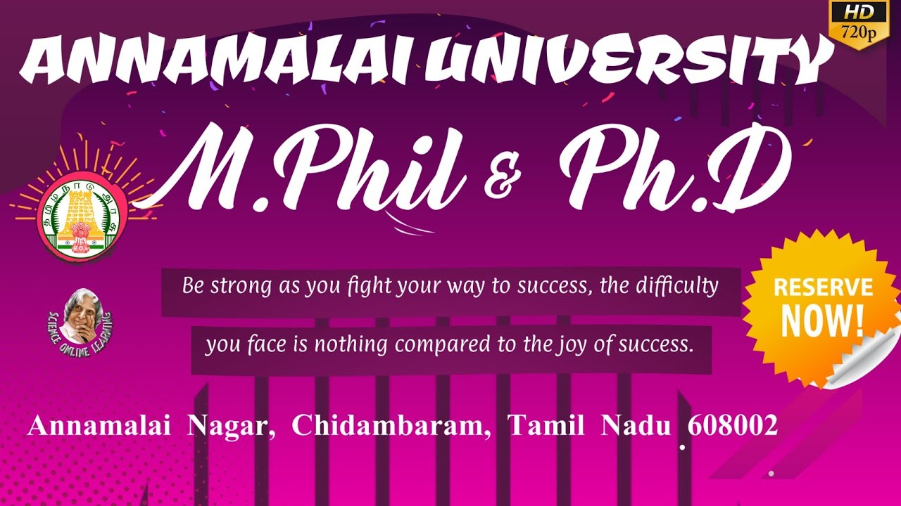 phd entrance exam in annamalai university