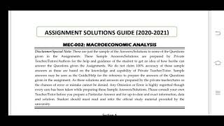 MEC 002 Ignou Solved Assignment