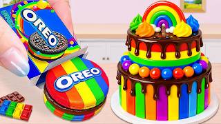 How To Bake Super Rainbow Miniature Cake With Dripping Rainbow Chocolate  Soft Baking Decorating screenshot 1