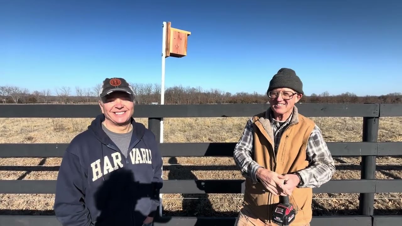 Installation of tree swallow bird houses on newly developed Hitt Farm.