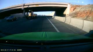 Flying Highway Rocks Hit Windshield.