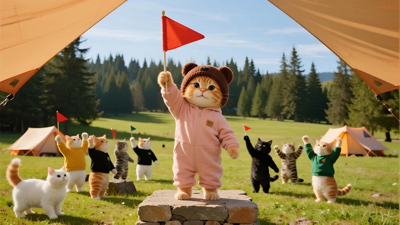 Ginger Kitten captain camping🔥⛺! leadership that makes Mama Cat pround.🐾