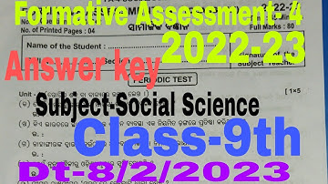 FA-4 Formative Assessment- 4 Subject Social Science Class 9th/IX Question with answer