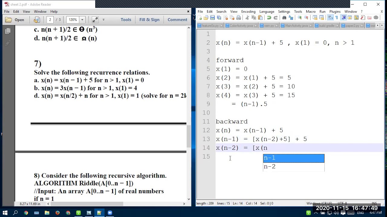 Algorithms - sheet 2 part1 - YouTube