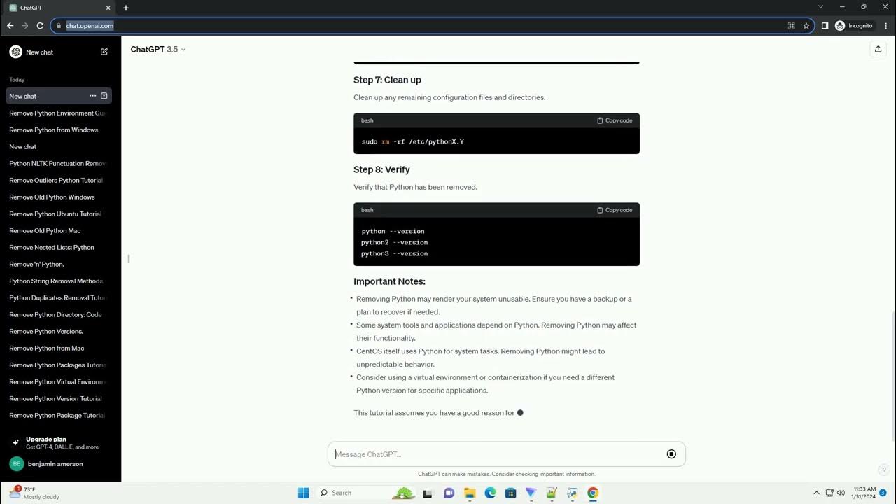 how to remove python from centos 7 YouTube