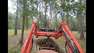 Trying out a Hydraulic Tree Puller with the Kioti Tractor