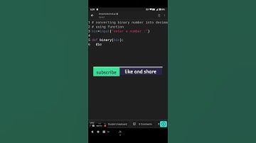 python function to convert binary to decimal || python || programming