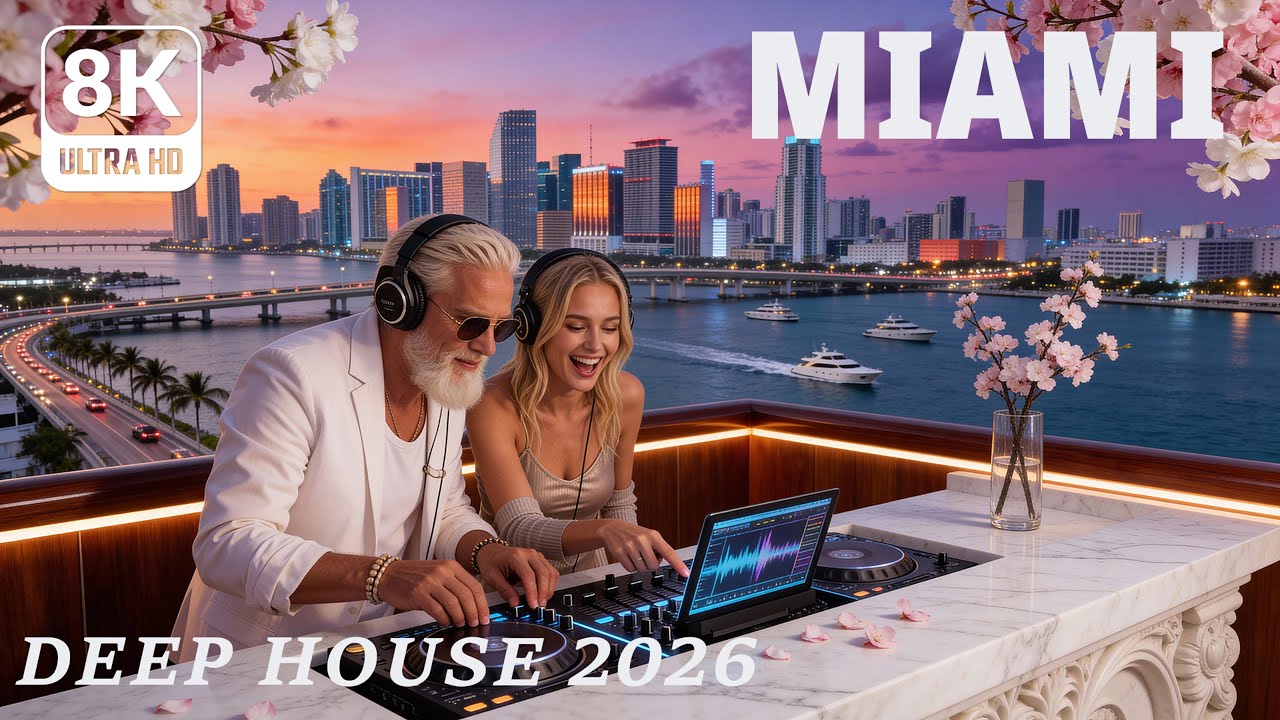 [8K] Майами 🌴 Тропический дип-хаус 2026 | Атмосфера волшебного города
