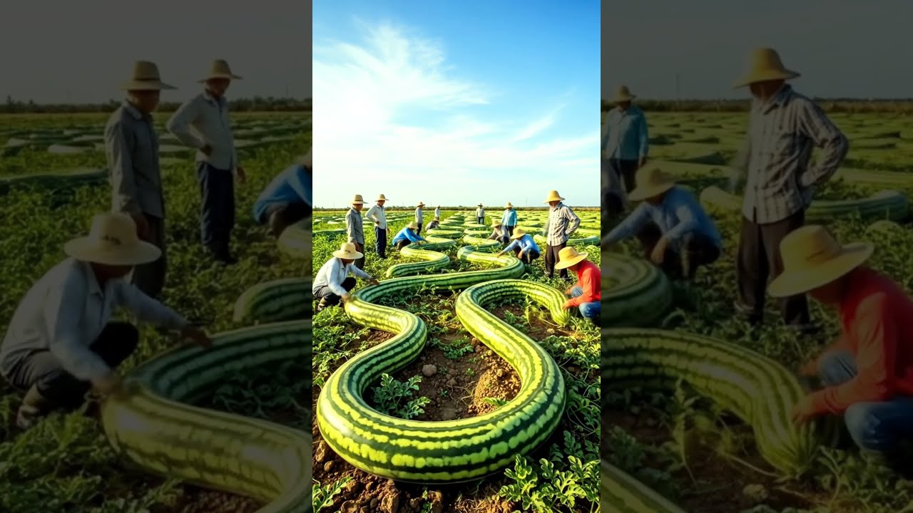 Farmer Grow Super Long Watermelon Like Snake Shortsfeed Harvest Natural Farming Farm