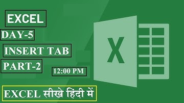 CCC | MS-Excel - 2016 | Insert Tab in Hindi | Part-2 | By Computer Baba | 1:00 PM