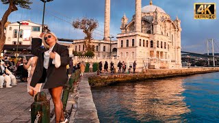 Istanbul Turkey 4k Walking Tour | Ortaköy Kumpir Street, Souvenir Market & Bosphorus View