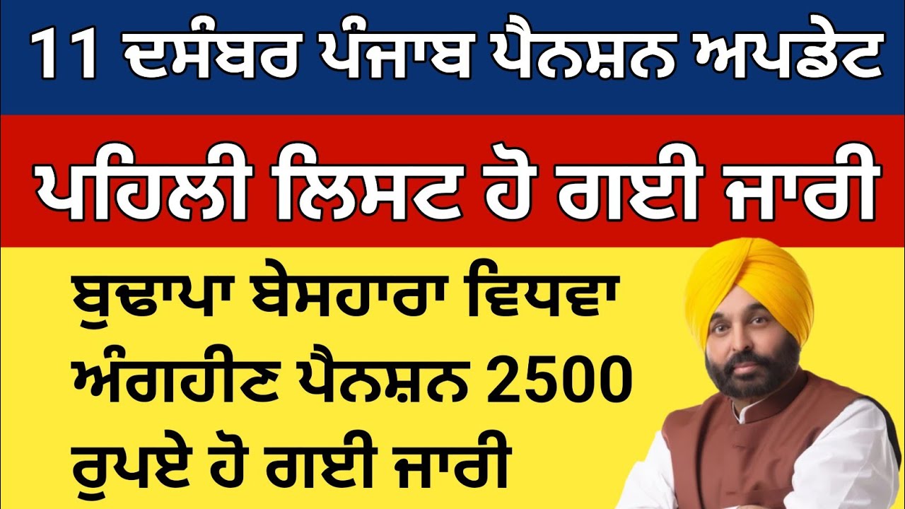 11 December Punjab budapa pension news 2025, punjab pension scheme 