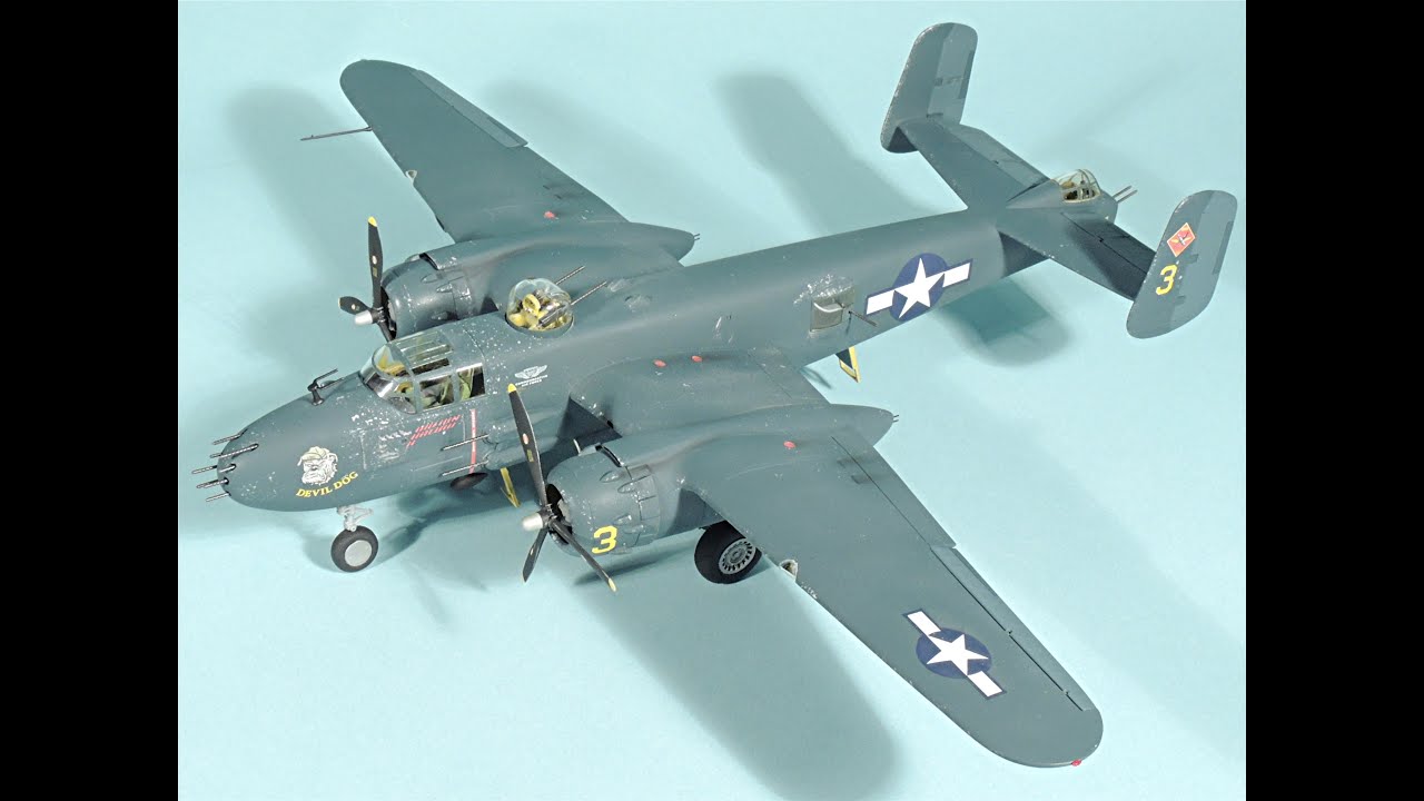 Engine and nacelle assembly and attachment on the Revell 1/48 scale B-25J, episode-4.