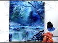 Waterfall | Oval Brush Painting Techniques | Easy Art for Beginners | by Dranitsin