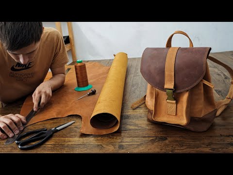 backpack made from leather pieces Handmade | Oil Tanned Leather 15H x 5D x 11L Latico handcrafts timeless leather goods that get better with age and wear Reclaimed Leather Backpack | Moore
